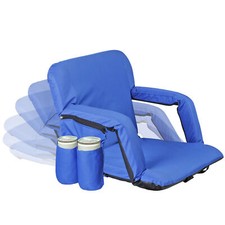 Reclining Stadium Seat Chair with Backrest Armrests Cushion for Bleachers Blue