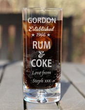 Personalised Engraved Boxed Rum & Coke Glass Birthday Xmas Gift Est. Star