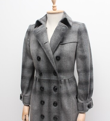 Women's BURBERRY London Wool Cashmere Nova Check Long Coat RARE