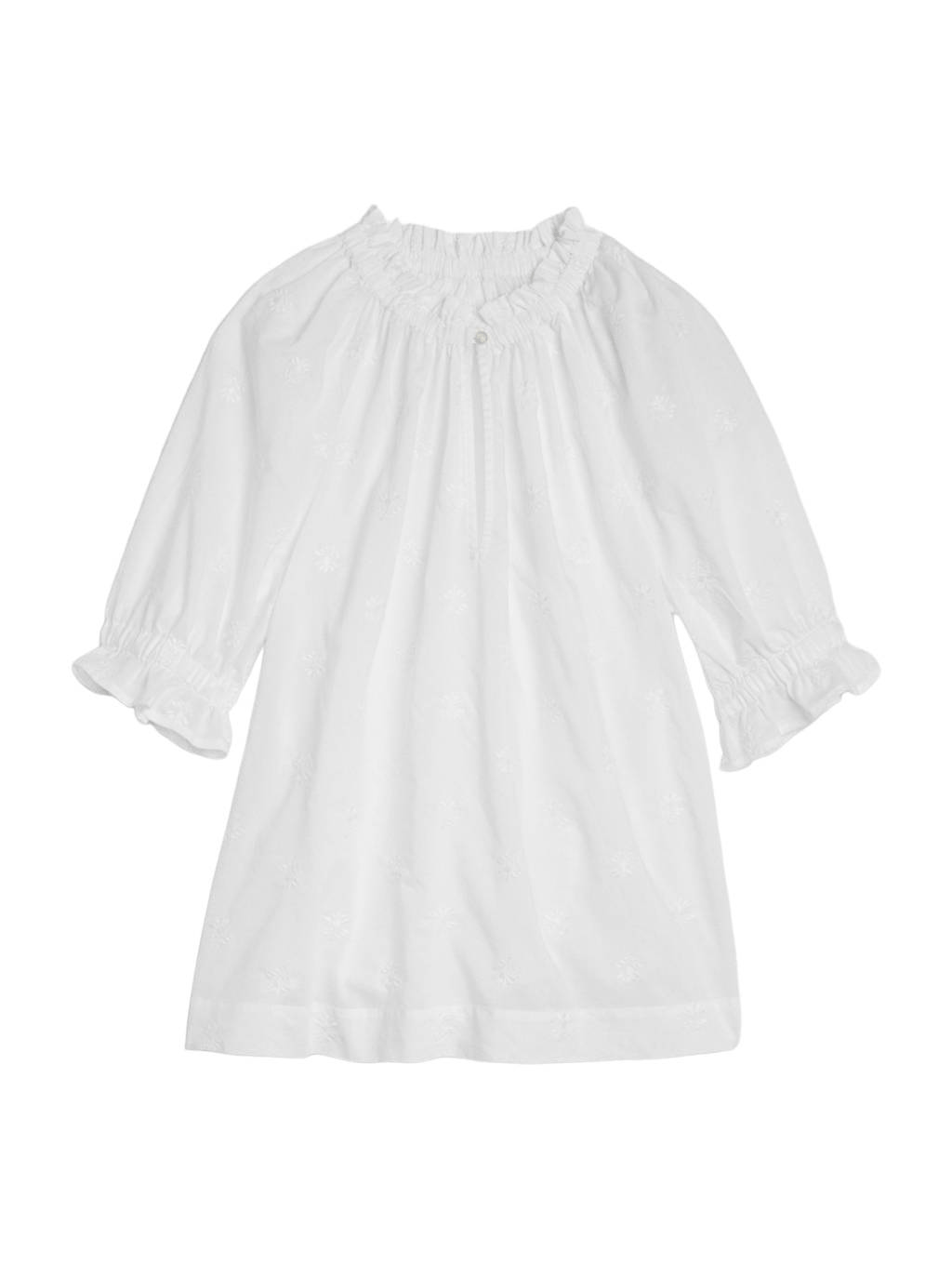 Gap Women's White Cotton Poplin w Tiny White Floral Embroidery Peasant Top
