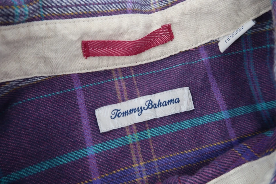 TCU Horned Frogs Tommy Bahama Mens XXL Purple Plaid Flannel Shirt Size 2XL - Image 3 of 4