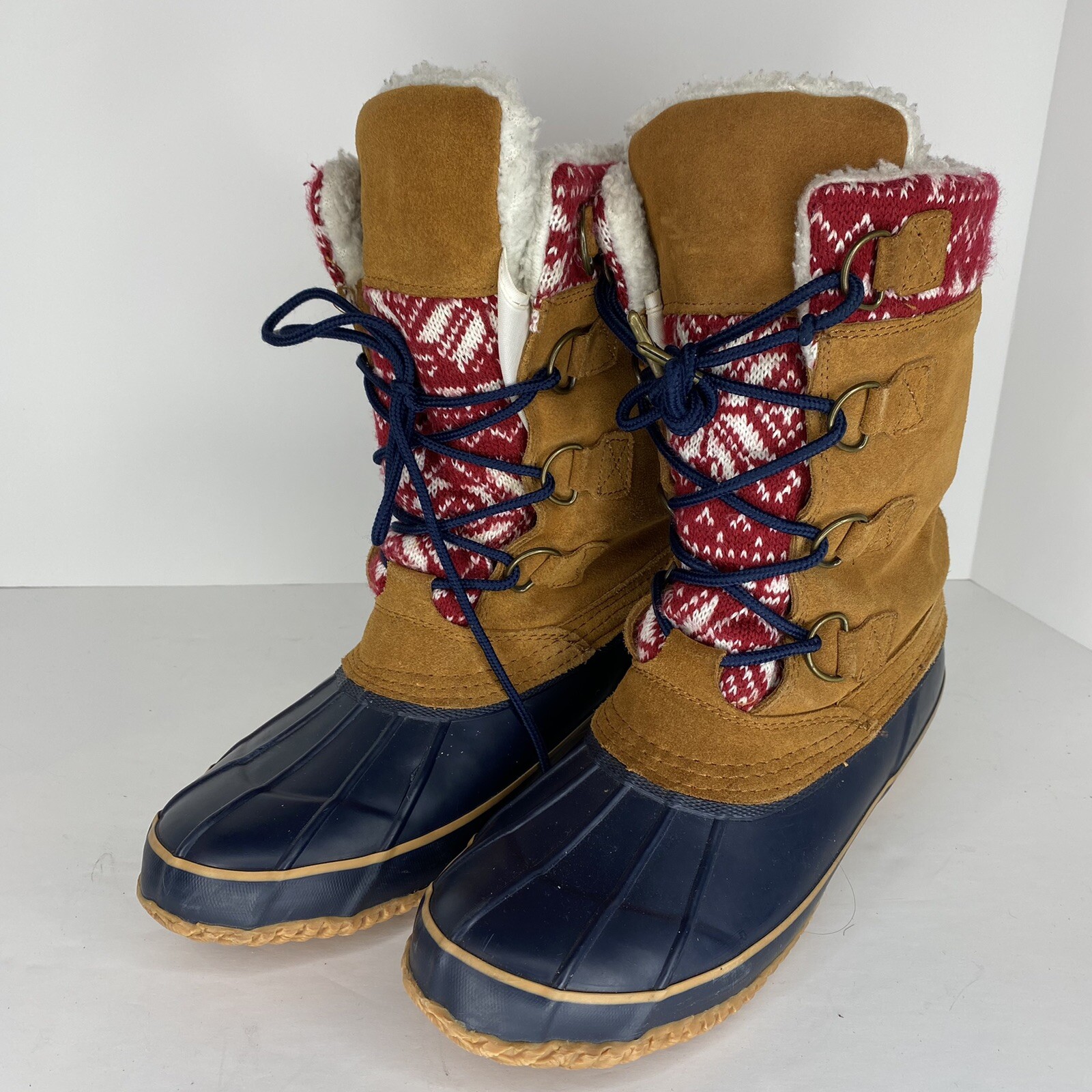 Khombu Women 10 Vail Duck Boots Brown 