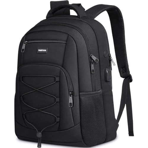 Durable 15.6 Inch Black Laptop Backpack for College Teens & Adults