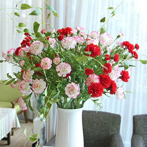 Fake 6 Head Carnation Bouquet Rosy for Home Office Floral Display - Picture 7 of 12