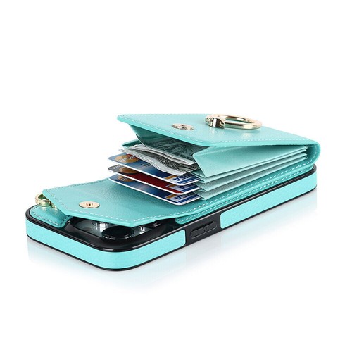 Leather Card Wallet Ring Phone Case For iPhone 11 12 13 14 15 16 Pro Max XR 8 7 - Picture 43 of 72
