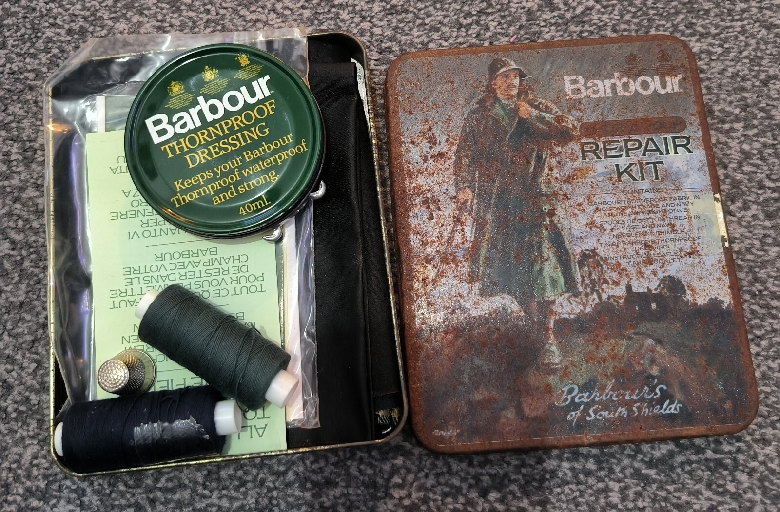 Barbour Border Navy Wax Jacket 46in XXL Liner And Repair Kit Read