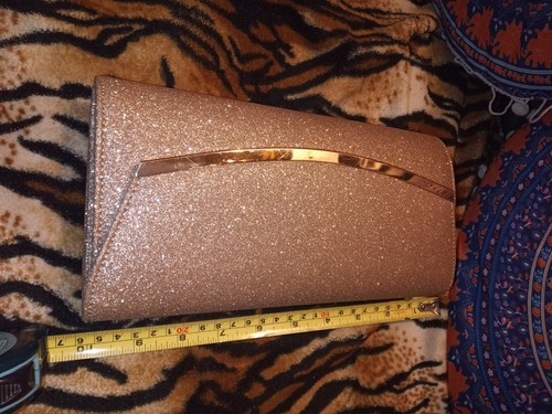 NICE NEXT GOLDEN GLITTER WEDDING/PARTY/ EVENING CLUTCH HANDBAG,10" X 5" ,NEW - Picture 2 of 7