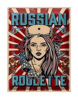 Blechschild Pinup 30X40 Cm Russian Roulette Metall Deko Schild Tin Sign