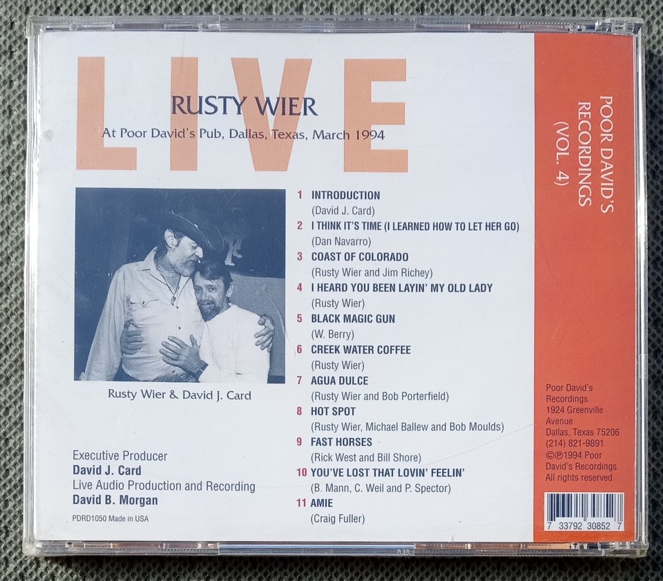 RUSTY WIER - Live At Poor David's Pub (PDR) CD - NEW 733792308527| eBay