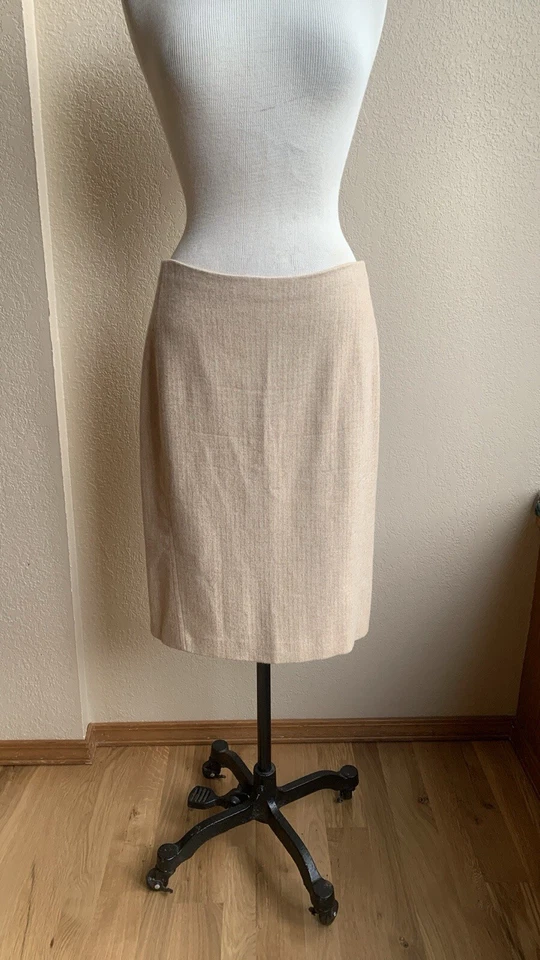 Vintage DONNA KARaN black label Cashmere Wool Angora Herringbone skirt 8