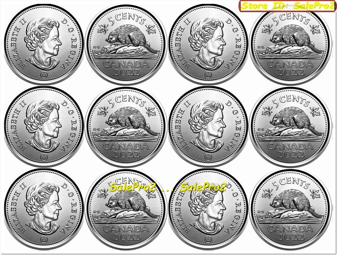 6x CANADA 2022 CANADIAN NICKEL BEAVER QUEEN ELIZABETH II 5 CENT