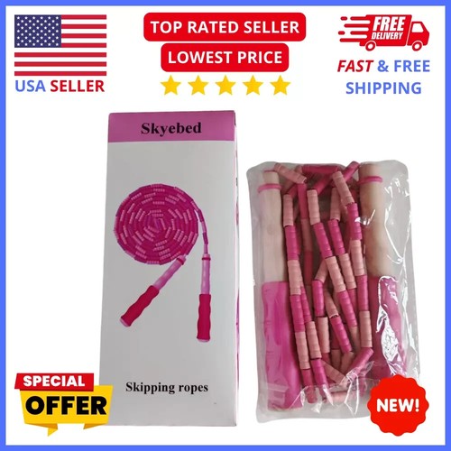 Kids' Calorie Counter Jump Rope - Soft Beaded, Adjustable, Pink - 第 1/6 張圖片