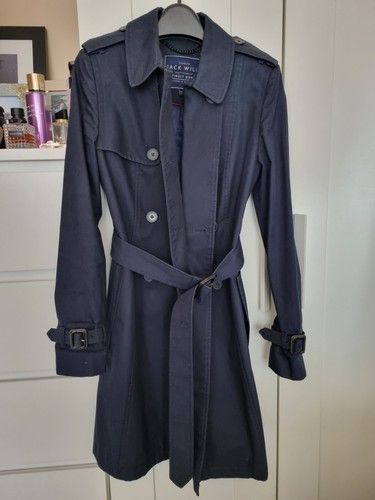 Jack Wills Womens Classic Trench Coat Navy Blue Size 6