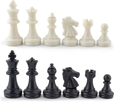 Plastic Magnetic Chess Pieces, Complete Set of 32 Unweighted Chess Pieces