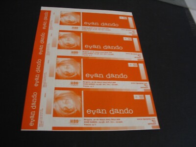 EVAN DANDO SET 4 TICKETS PROMOTER PROOFS NOT NUMBERED BERGARA 2003 TOUR