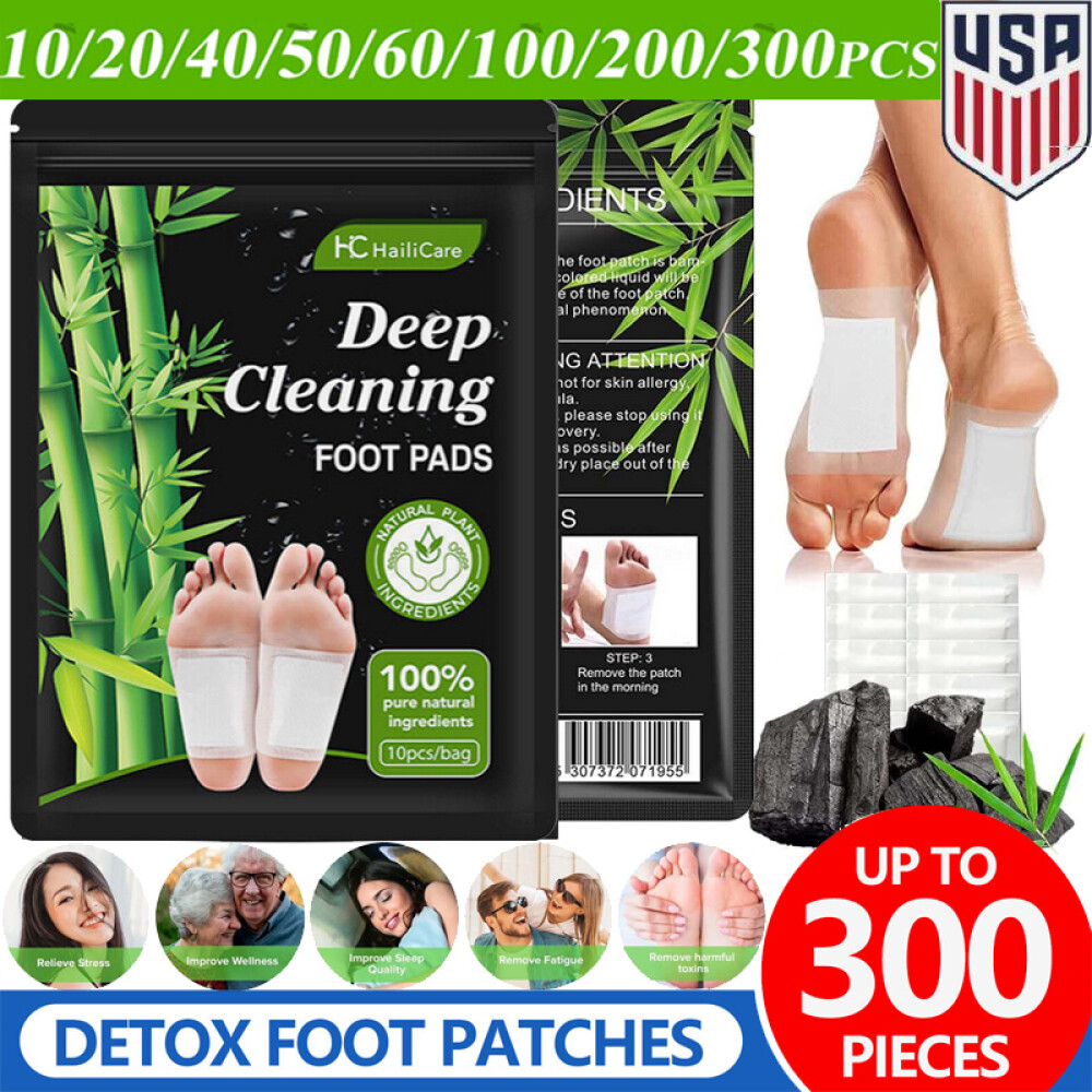 Bamboo Detox Foot Patches Pads Body Toxins Feet Deep Cleansing Natural  Herbal