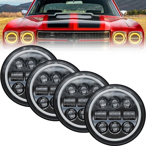 4PCS 5 3/4" 5.75" for Chevrolet Corvette C1 C2 C3 LED Headlights Hi-Lo Beam DRL