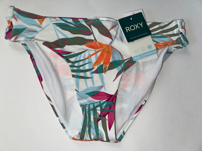 ROXY Women's Small White Floral BEACH CLASSICS HIPSTER Swim Bikini Bottom New