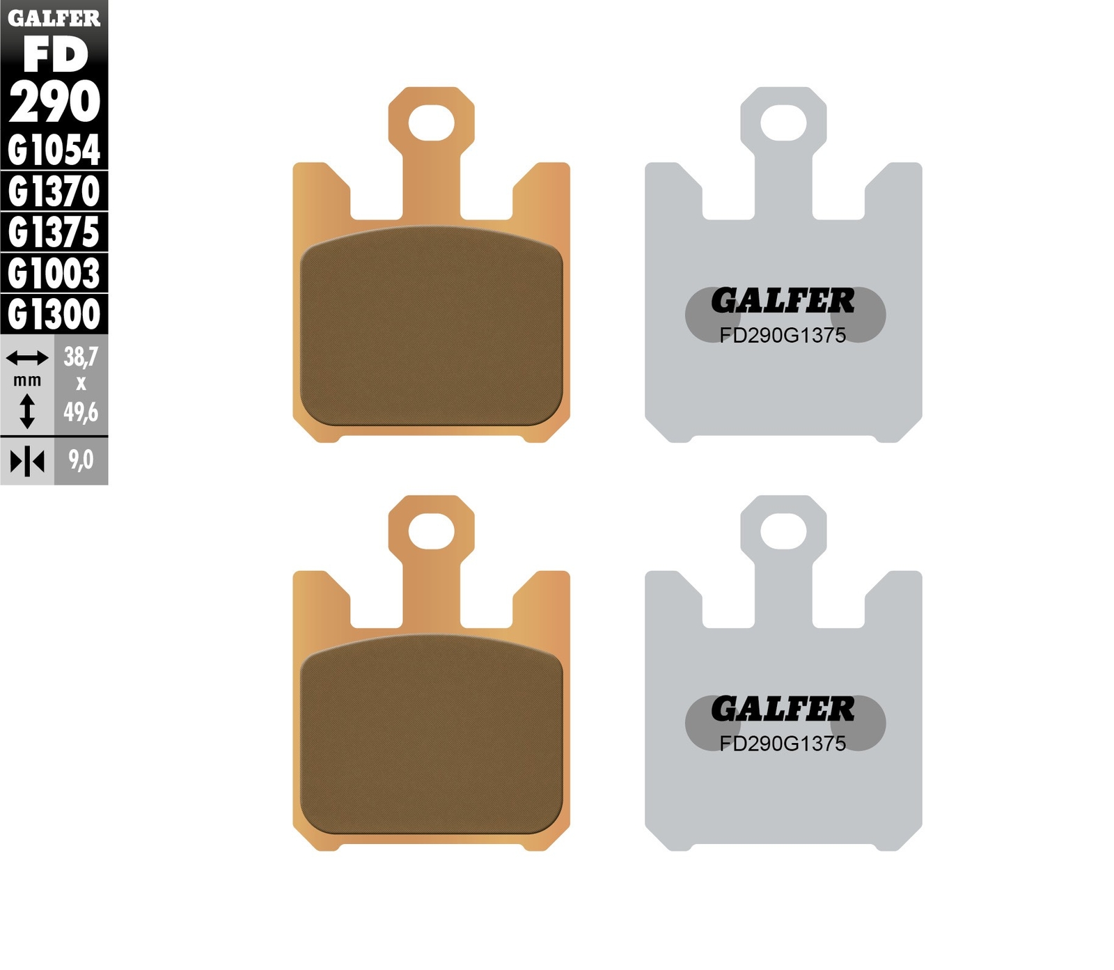 Plaquettes de frein KH369/4 Sintered en métal fritté or pour moto sport