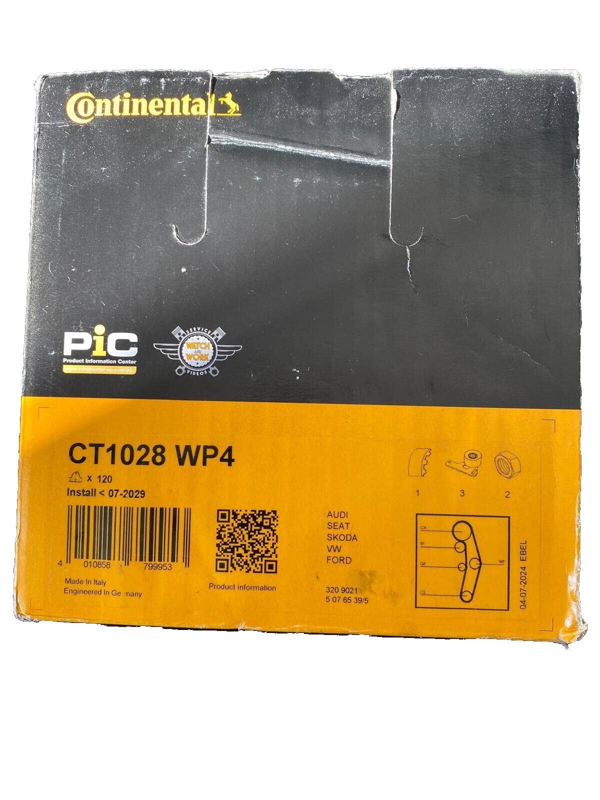 Courroie de distribution CT1028WP4 avec pompe à eau et galet tendeur pour réparation auto