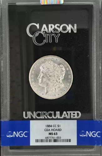 1884-CC Morgan Silver Dollar $1 Carson City GSA Hoard NGC MS63