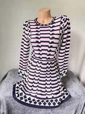 Eliza J Sweater Dress Artwork Jacquard Sz Petite M PM Long Sleeve Fall Bold Fun