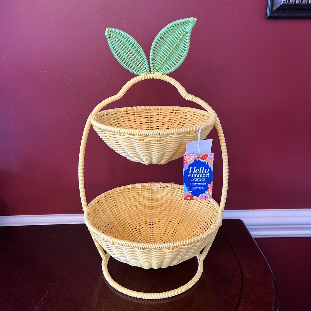Ciroa Hello Summer Pineapple Resin Wicker Serving 2 Tier Serving 