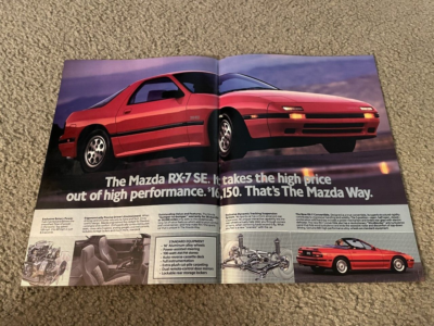 Vintage 1988 MAZDA RX-7 SE & RX-7 CONVERTIBLE Car Brochure Print
