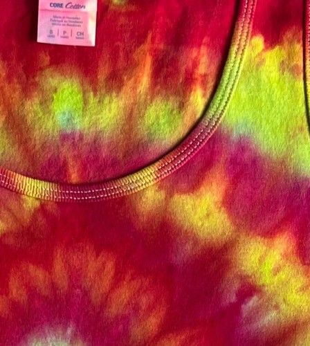 Fan Fold Ice Tie Dye Women's S Tank Top Lime Rainbow - Picture 5 of 6