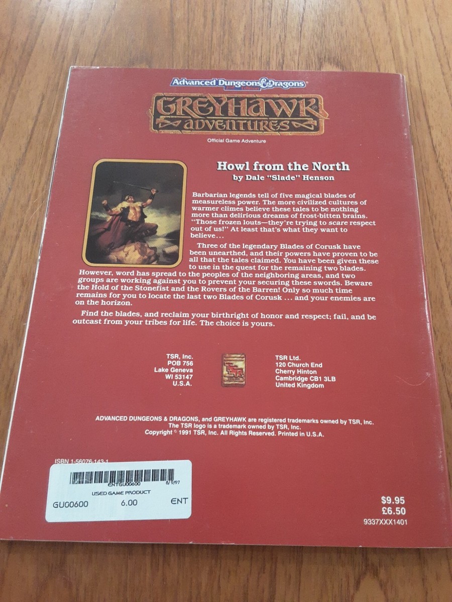 AD&D2 – Greyhawk – WGS2 – Howl From The North – Module TSR – Bon état