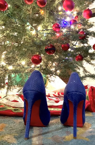 red bottom blue heels