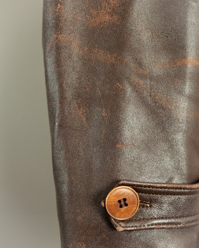 Vintage 1950s French Leather Work Jacket Chore Coat - Picture 19 of 24