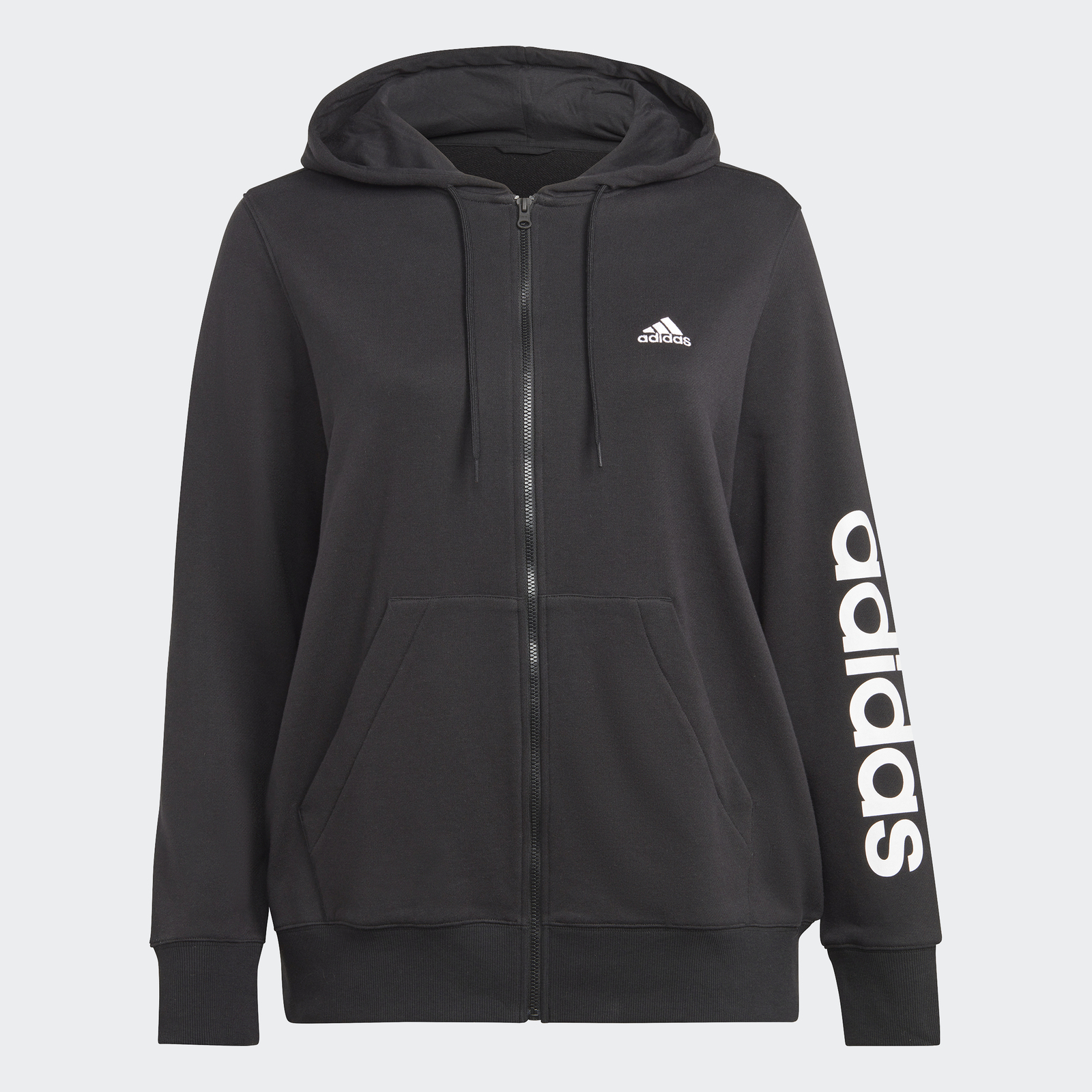 махровая толстовка adidas women Essentials Linear с капюшоном на молнии (большой размер)