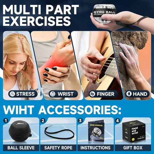 Wrist Power Gyro Ball, Hand Forearm Strengthener & Auto-Start Lighting - Picture 24 of 26