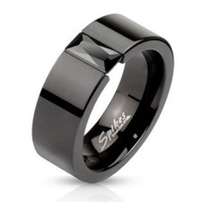 Engagement Ring Couple Men Women Black Steel Stone Decorated Ring 2620