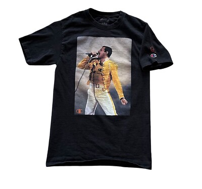 Champion Queen Official Merch Freddie Mercury Black Graphic T-Shirt Adult  Small