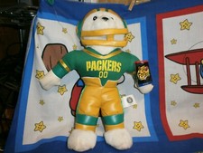 NFL Green Bay Packers Plush Stuffed Bear 2002 Jersey 00 Helmet Cheesehead Yellow
