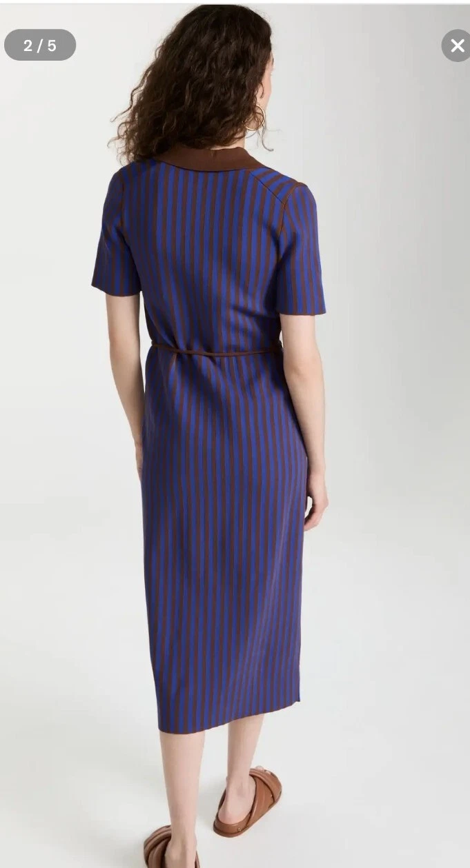 Designer Tory Burch Polo Maglia Viscosa Midi Tubino Abito Cambio Elasticizzato S $498