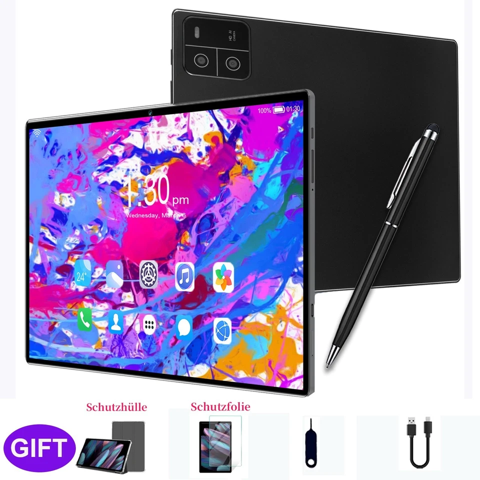 PAB 6 2025 Neueste Tablet 16GB RAM 256GB ROM 10.1 Zoll Android15 Tablet 8-Core 5G WiFi