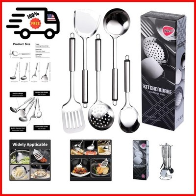 Stainless Steel Cooking Utensils Set, 5 Pcs Stainless Steel Kitchen Utensils Set