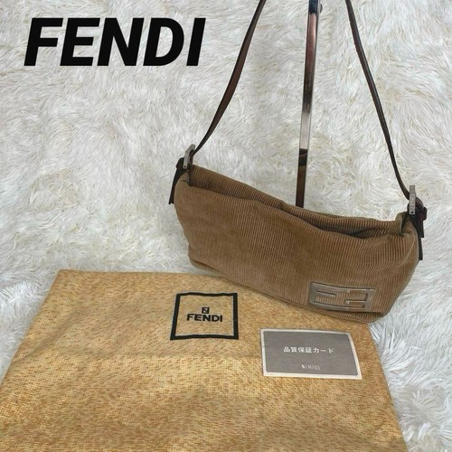 -FENDI- Mamma Baguette Hobo Shoulder Bag Brown Corduroy 2258 26426 009 Y2K Auth - Picture 2 of 10