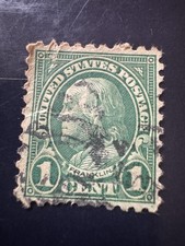 Timbre USA Benjamin Franklin 1 cent Oblitéré