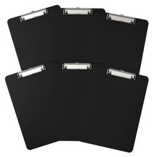 Plastic Clipboards 6 Pack A4 Black Clip Board 8.5x11 Low Profile Clip Office
