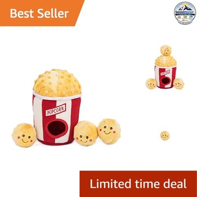 Interactive Dog Toy Long Plush Popcorn Bucket for Medium Small Breeds