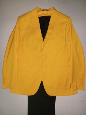 Men's Bespoke Tazzio Orange Black 3 Piece Suit Jacket 40R Pants 36W 30L Vest 40R