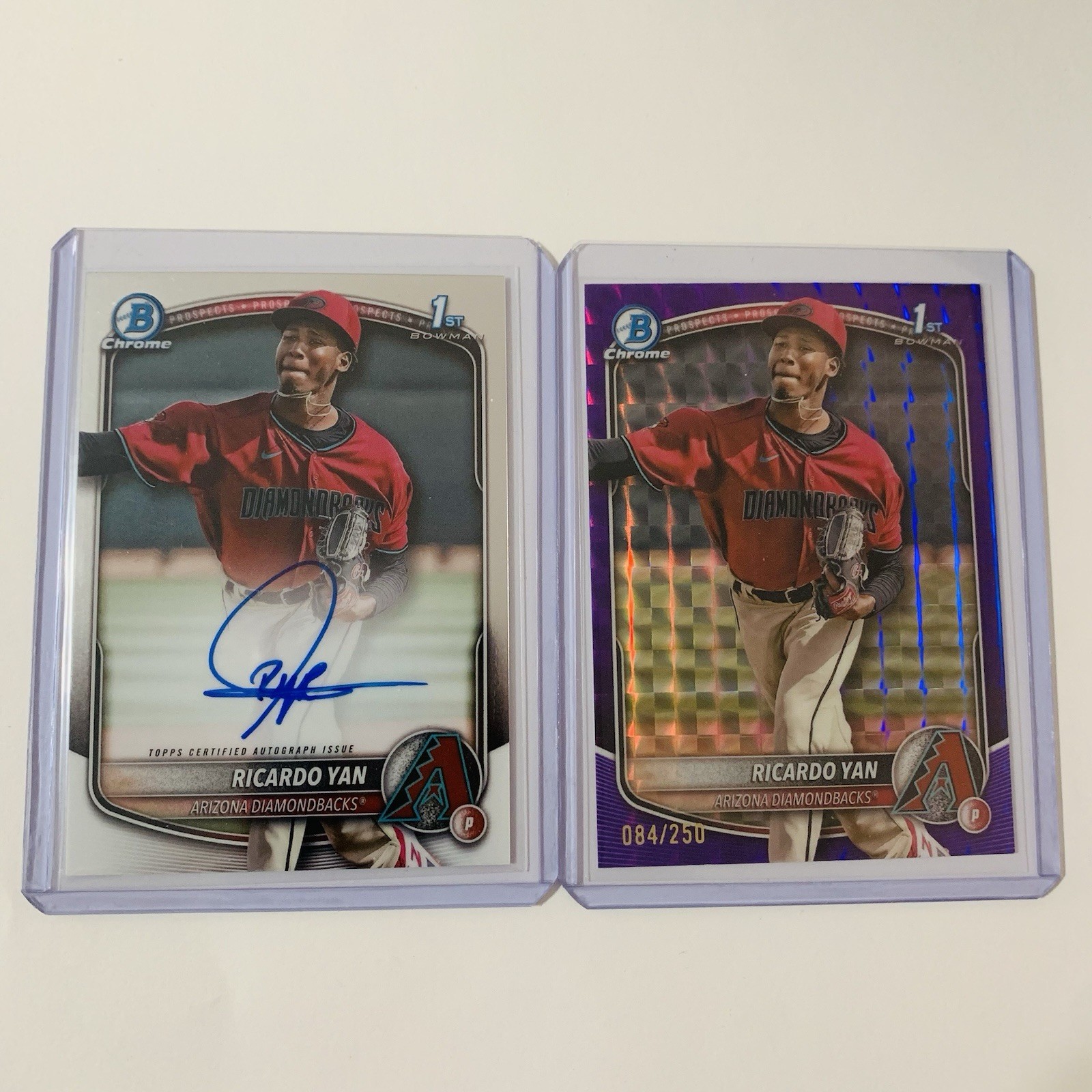 2025 Bowman Ricardo Yan Chrome Prospect Autograph & Purple /250 Bowman 1st