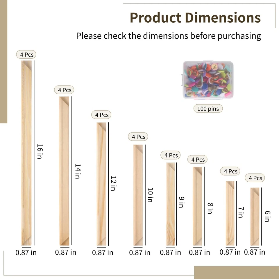 Barras de estirador de punta de aguja para costura - 8 tamaños con 100 pasadores, cuerda de lona... Foto 4 de 4