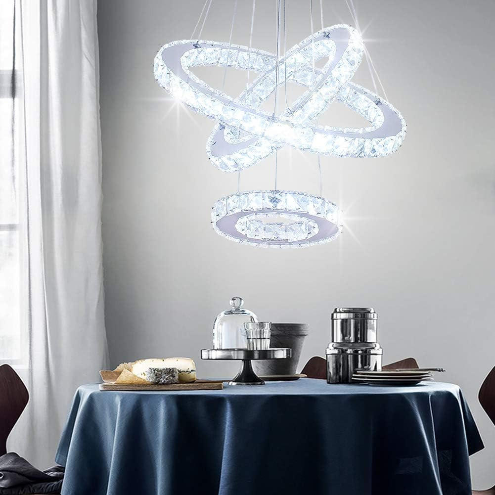 Lampadario Cristallo LED Dixun 3 Anelli: Scheda Tecnica e Design