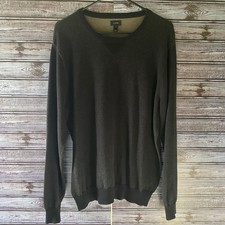 J. Crew Men's Long-Sleeved Pullover Sweater Size L Black Charcoal Cotton