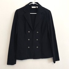 CHICO  S 1 Black Six Faux Button Notch Lapel Ponte Knit Blazer Jacket Medium / 8